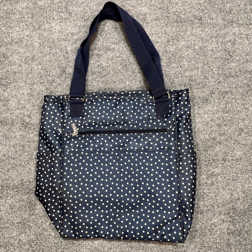 Thirty-One Take Two Tote Backpack Navy Dancing Dot Convertible Thermal Pocket